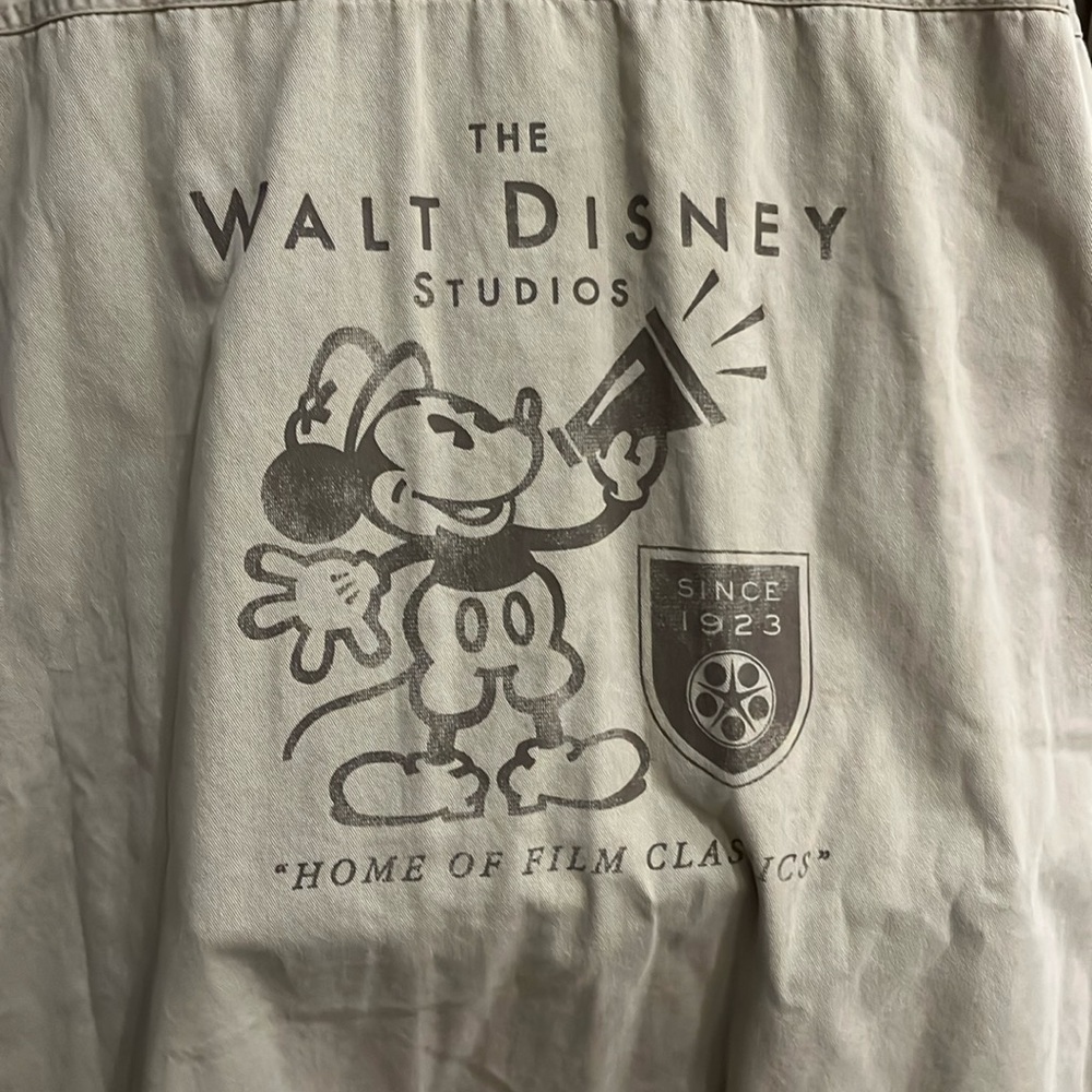 Walt Disney Studios Store Mickey Men's Beige Long Sleeve Button Down Shirt